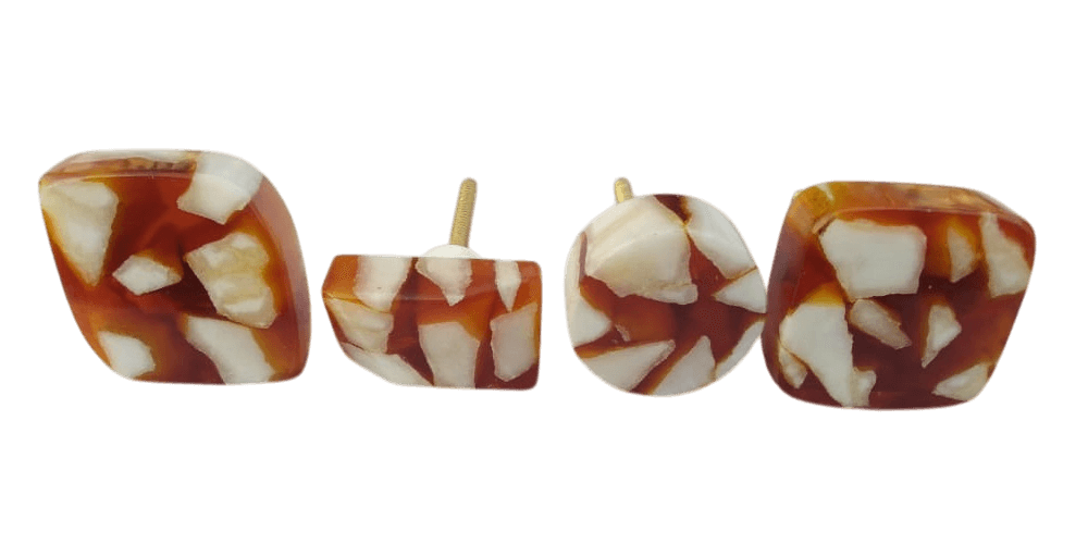 IRON & RESIN MARBLE KNOB (POLISH) 4 DESIGN